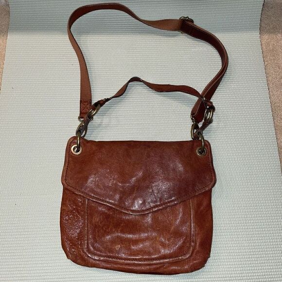 FOSSIL TAN LEATHER FLAP OVER MAGNETIC CLOSE PURSE LONG LIVE VINTAGE - Picture 1 of 12